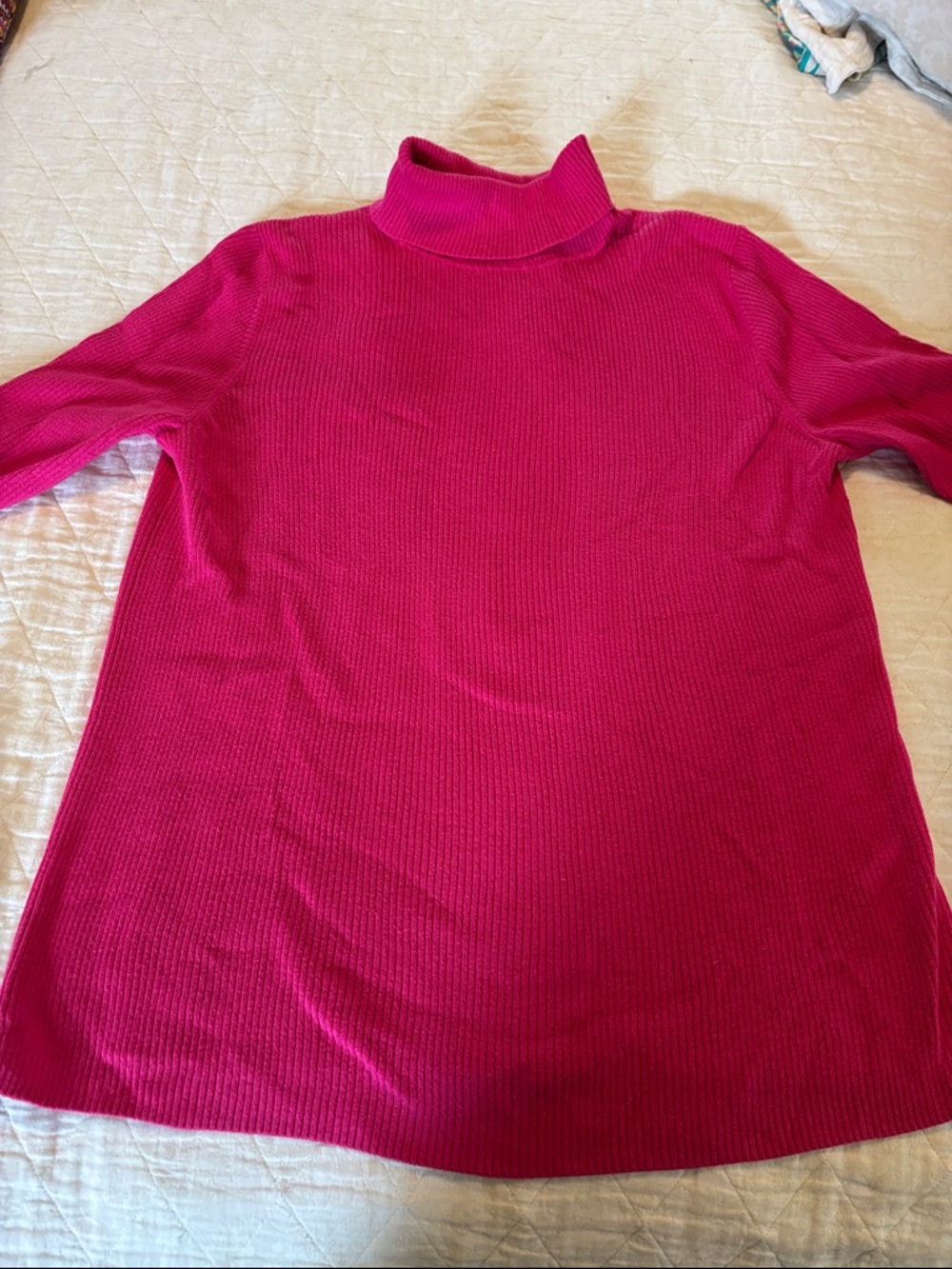Amazon Essentials Bright Pink Ribbed Turtleneck Sweater